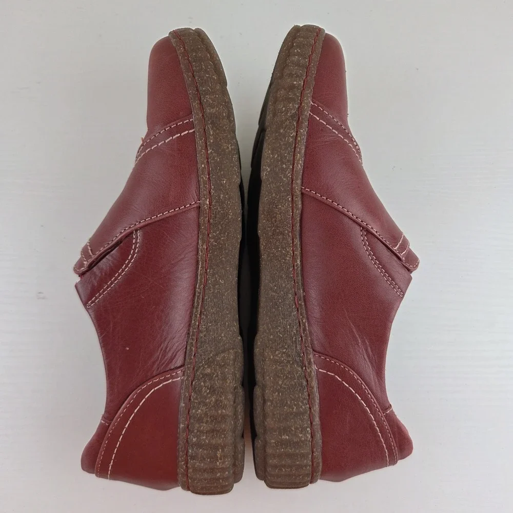 Clarks Caroline Pearl Red Leather Comfort Casual Shoes Women's Size 9 M